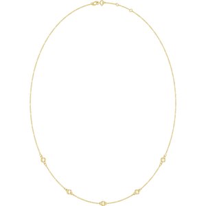 14K Yellow Gold 3 mm Round Bezel-Set 5-Station 16-18" Necklace Mounting – image 4