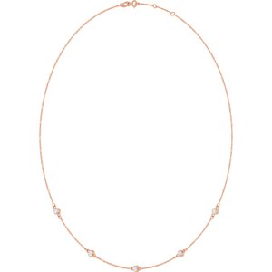 14K Rose Gold 3 mm Round Bezel-Set 5-Station 16-18" Necklace Mounting – image 3