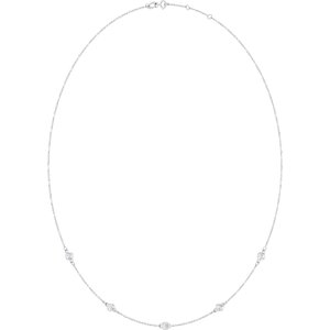 14K White Gold 3 mm Round Bezel-Set 5-Station 16-18" Necklace Mounting – image 3
