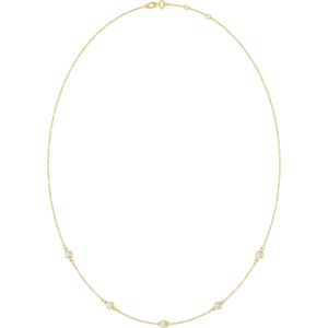 14K Yellow Gold 3 mm Round Bezel-Set 5-Station 16-18" Necklace Mounting – image 3