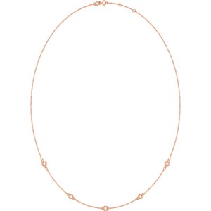 14K Rose Gold 3 mm Round Bezel-Set 5-Station 16-18" Necklace Mounting – image 4