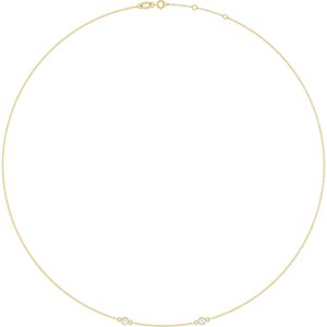 14K Yellow Gold 3 mm Round Bezel-Set 2-Station 16-18" Necklace Mounting