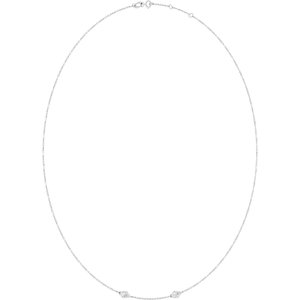 10K White Gold 3 mm Round Bezel-Set 2-Station 16-18" Necklace Mounting – image 3