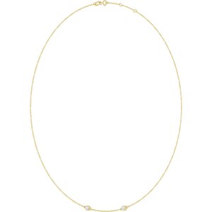 14K Yellow Gold 3 mm Round Bezel-Set 2-Station 16-18" Necklace Mounting – image 3