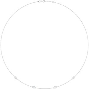 14K White Gold 3 mm Round Bezel-Set 4-Station 16-18" Necklace Mounting