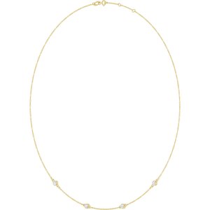 14K Yellow Gold 3 mm Round Bezel-Set 4-Station 16-18" Necklace Mounting – image 3