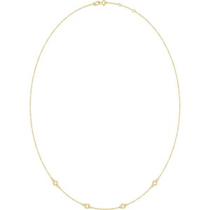 14K Yellow Gold 3 mm Round Bezel-Set 4-Station 16-18" Necklace Mounting – image 4