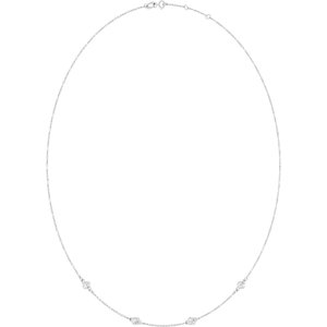 14K White Gold 3 mm Round Bezel-Set 4-Station 16-18" Necklace Mounting – image 3