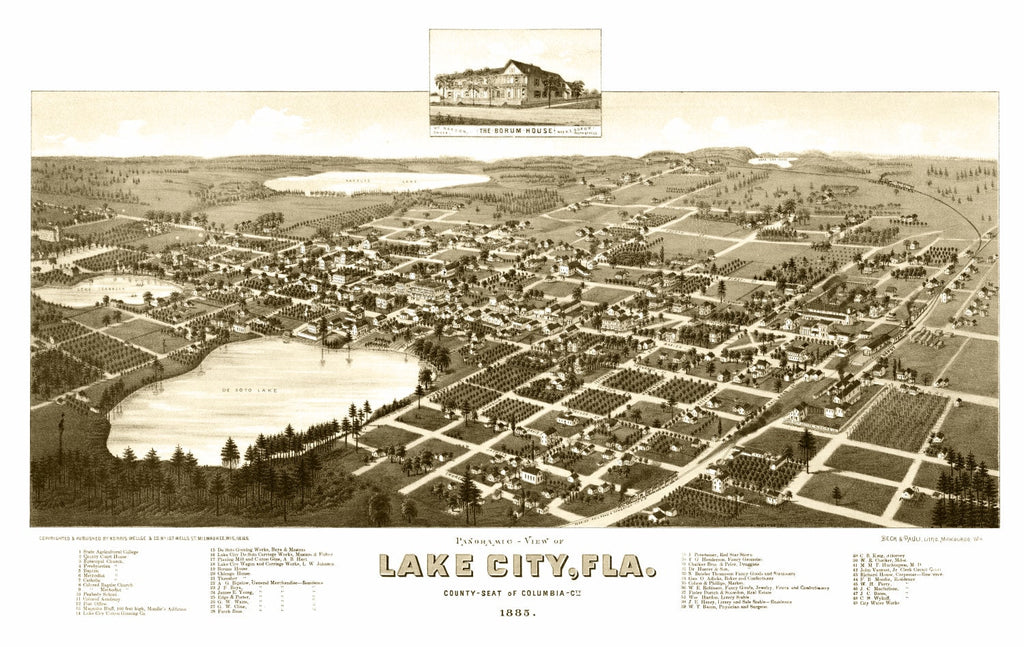 Vintage Map of Lake City, Florida 1885
