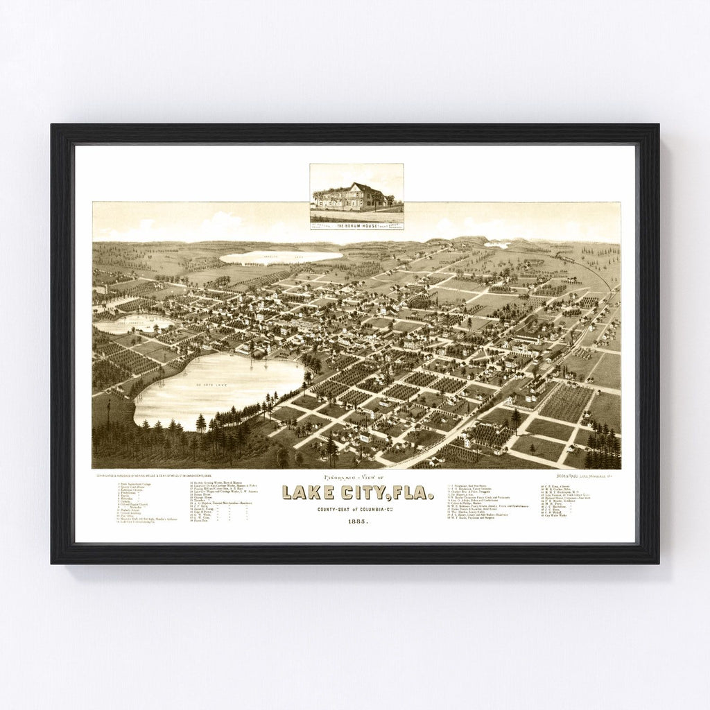 Vintage Map of Lake City, Florida 1885