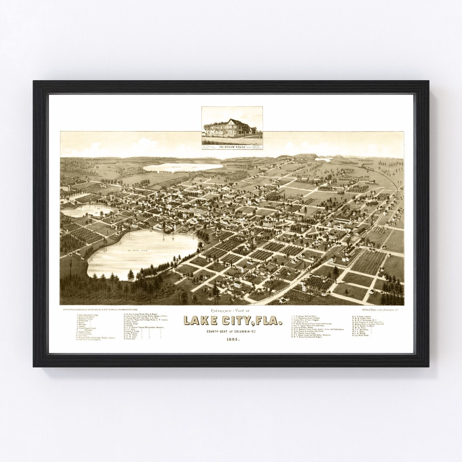 Vintage Map of Lake City, Florida 1885