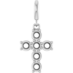 14K White Gold 3.2 mm Round Cross Charm/Pendant Mounting – image 2