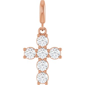 14K Rose Gold 3/4 CTW Lab-Grown Diamond Cross Charm/Pendant