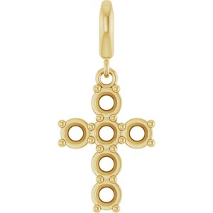 14K Yellow Gold 3.2 mm Round Cross Charm/Pendant Mounting – image 2