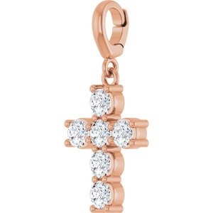 14K Rose Gold 3/4 CTW Natural Diamond Cross Charm/Pendant – image 2