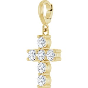 14K Yellow Gold 3/4 CTW Lab-Grown Diamond Cross Charm/Pendant – image 2