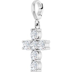 14K White Gold 3.2 mm Round Cross Charm/Pendant Mounting – image 3