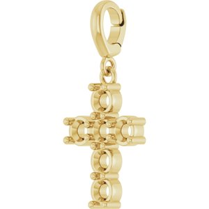 14K Yellow Gold 3.2 mm Round Cross Charm/Pendant Mounting – image 4