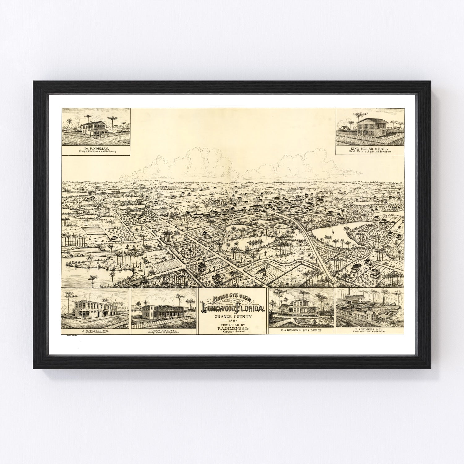 Vintage Map of Longwood, Florida 1885