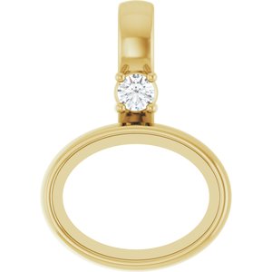 14K Yellow Gold 8x6 mm Oval .03 CT Natural Diamond Semi-Set Cabochon Pendant – image 2