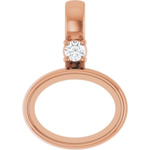 14K Rose Gold 8x6 mm Oval .03 CT Natural Diamond Semi-Set Cabochon Pendant – image 2