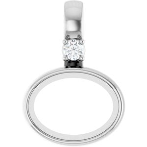 Sterling Silver 8x6 mm Oval .03 CT Lab-Grown Diamond Semi-Set Cabochon Pendant – image 2