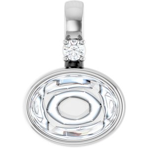 Platinum 8x6 mm Oval Cabochon Pendant Mounting