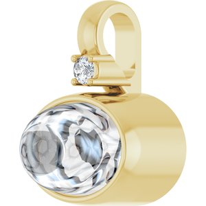 10K Yellow Gold 8x6 mm Oval .03 CT Natural Diamond Semi-Set Cabochon Pendant – image 3