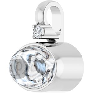 Platinum 8x6 mm Oval .03 CT Natural Diamond Semi-Set Cabochon Pendant – image 3
