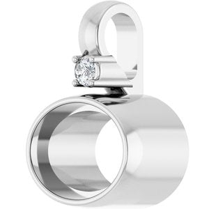 Platinum 8x6 mm Oval .03 CT Natural Diamond Semi-Set Cabochon Pendant – image 4