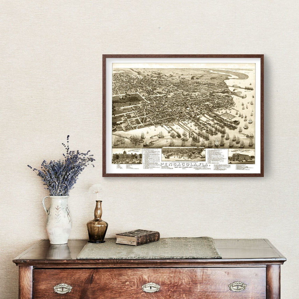 Vintage Map of Pensacola, Florida 1885