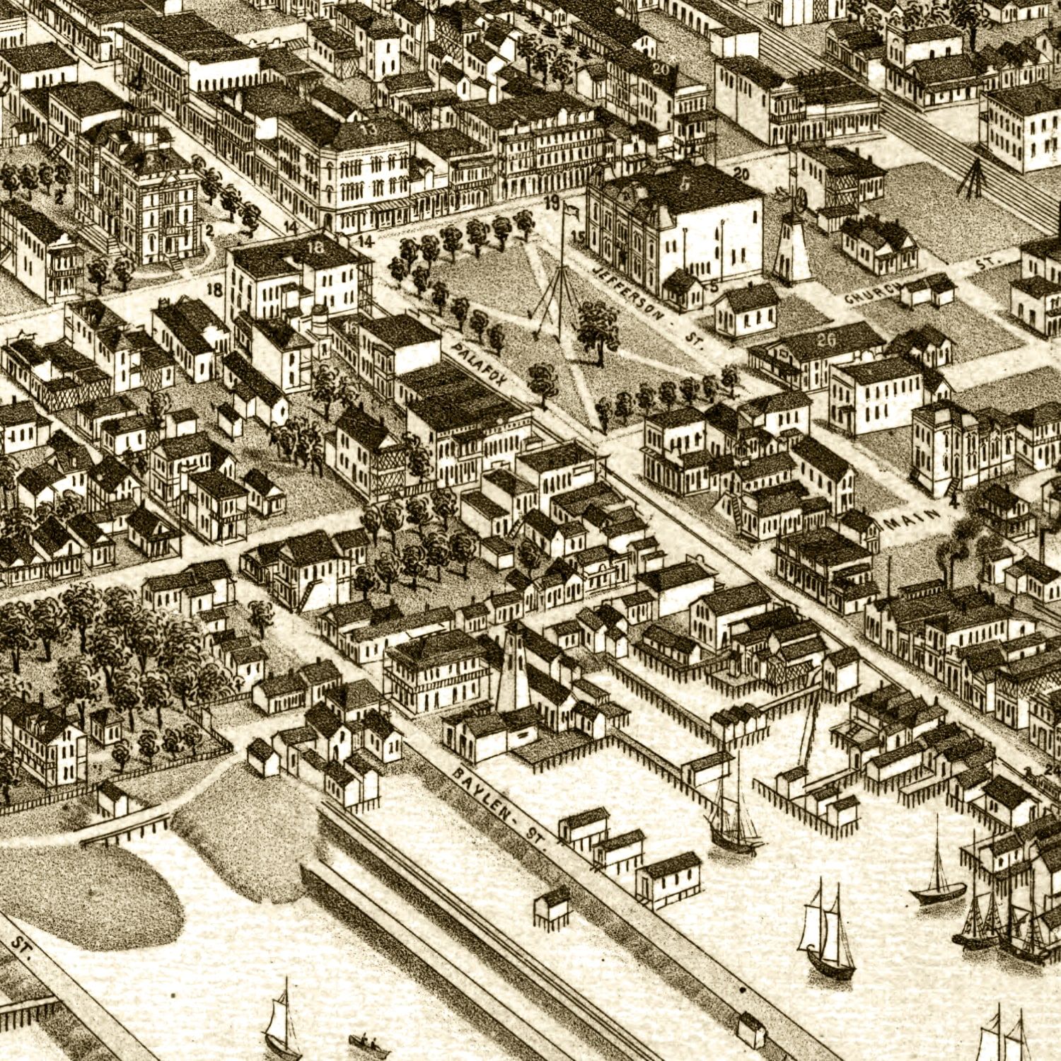 Vintage Map of Pensacola, Florida 1885