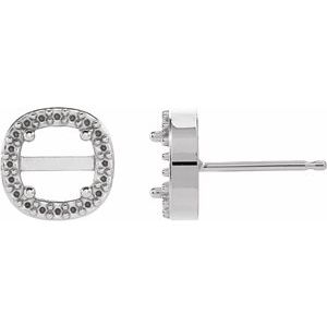 14K White Gold 5 mm Cushion Halo-Style Earring  Mounting