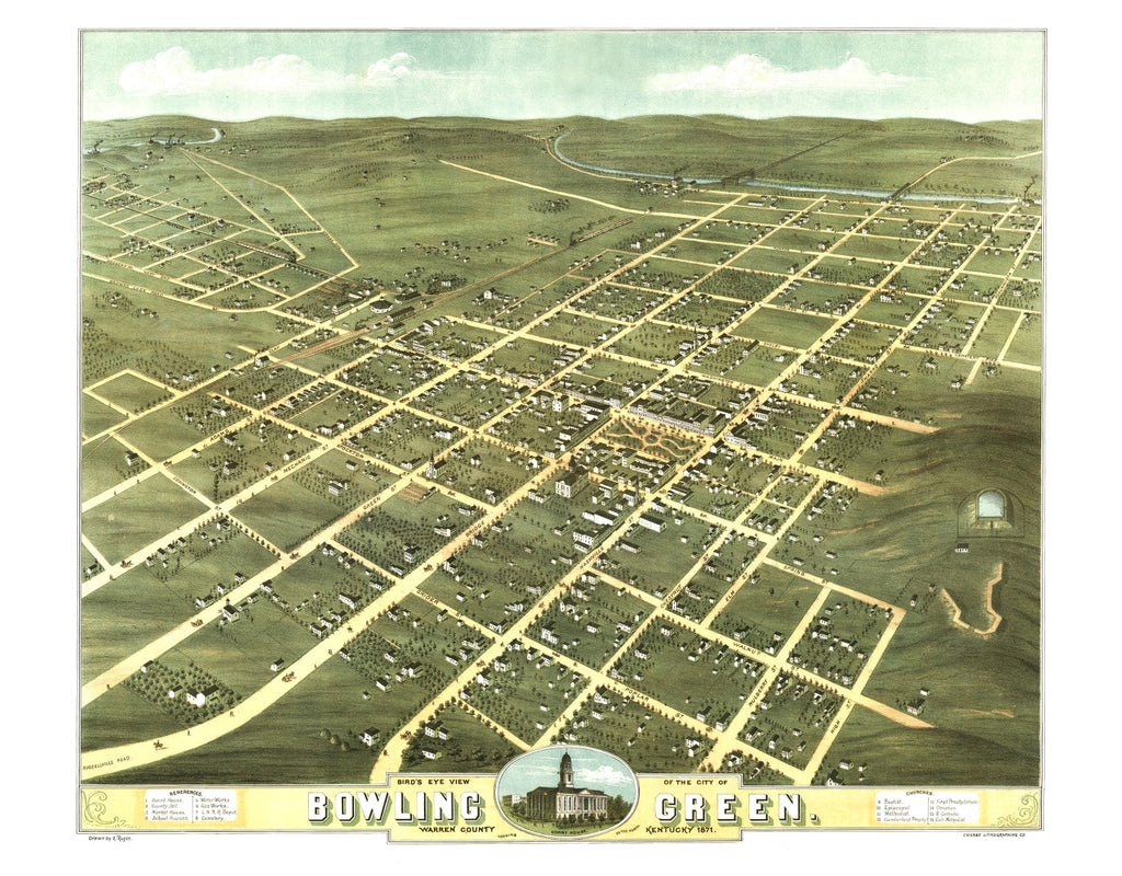 Vintage Map of Bowling Green, Kentucky 1871