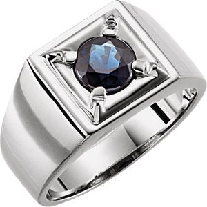 14K White Gold Natural Blue Sapphire Illusion Ring