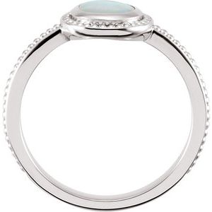 14K White Gold Natural White Opal Ring