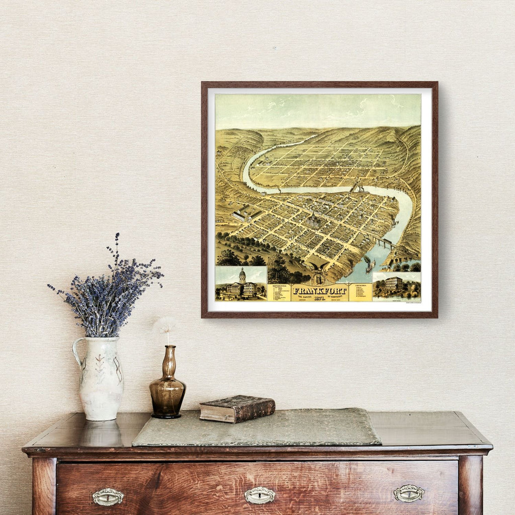 Vintage Map of Frankfort, Kentucky 1871
