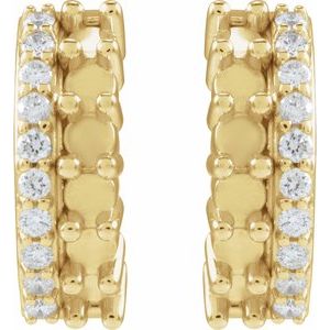14K Yellow Gold 2 mm Round 1/8 CTW Natural Diamond Semi-Set Huggie Hoop Earrings – image 2