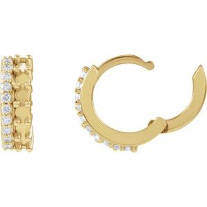 14K Yellow Gold 2 mm Round 1/8 CTW Natural Diamond Semi-Set Huggie Hoop Earrings