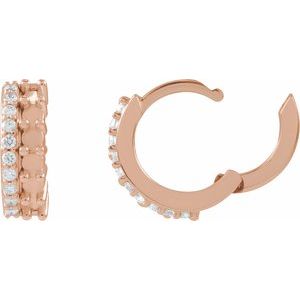 14K Rose Gold 2 mm Round 1/8 CTW Natural Diamond Semi-Set Huggie Hoop Earrings