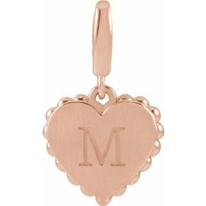 14K Rose Gold Engravable Heart Charm/Pendant – image 3