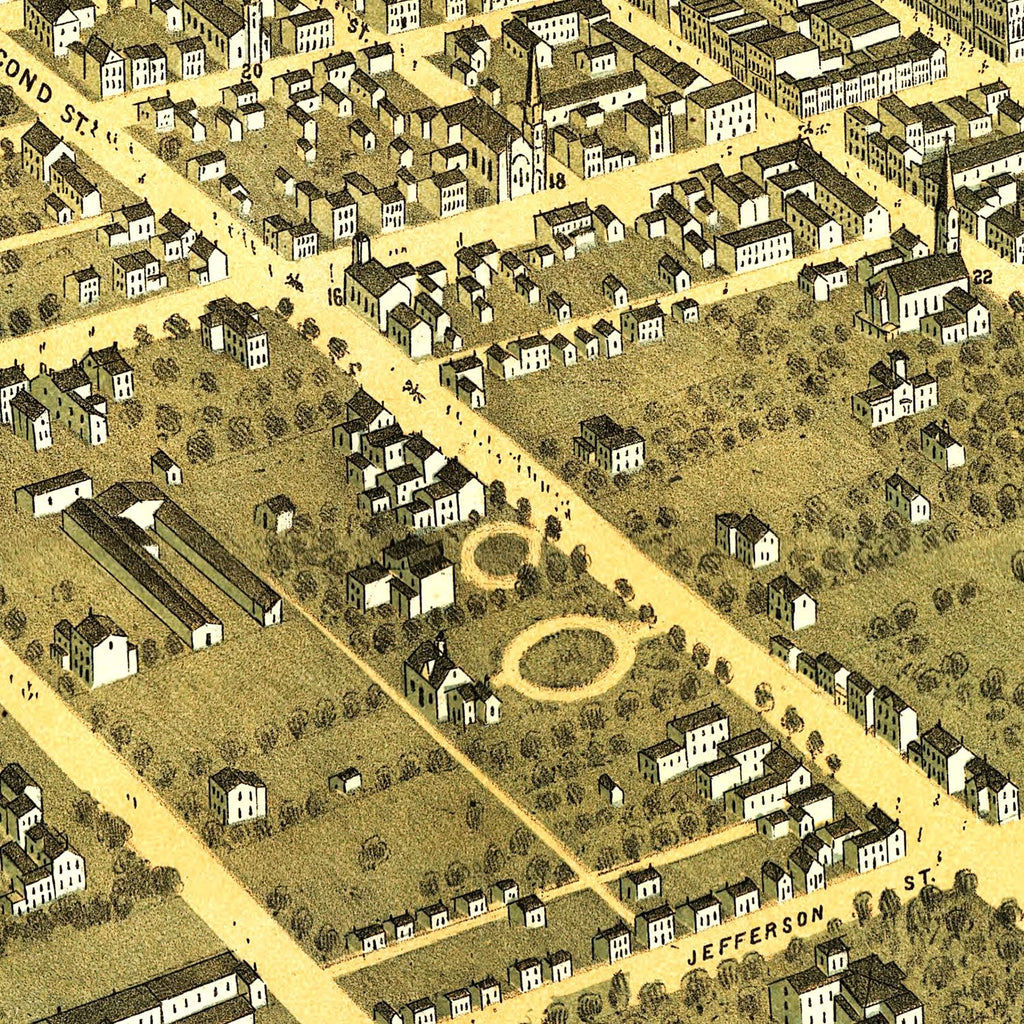 Vintage Map of Lexington, Kentucky 1871