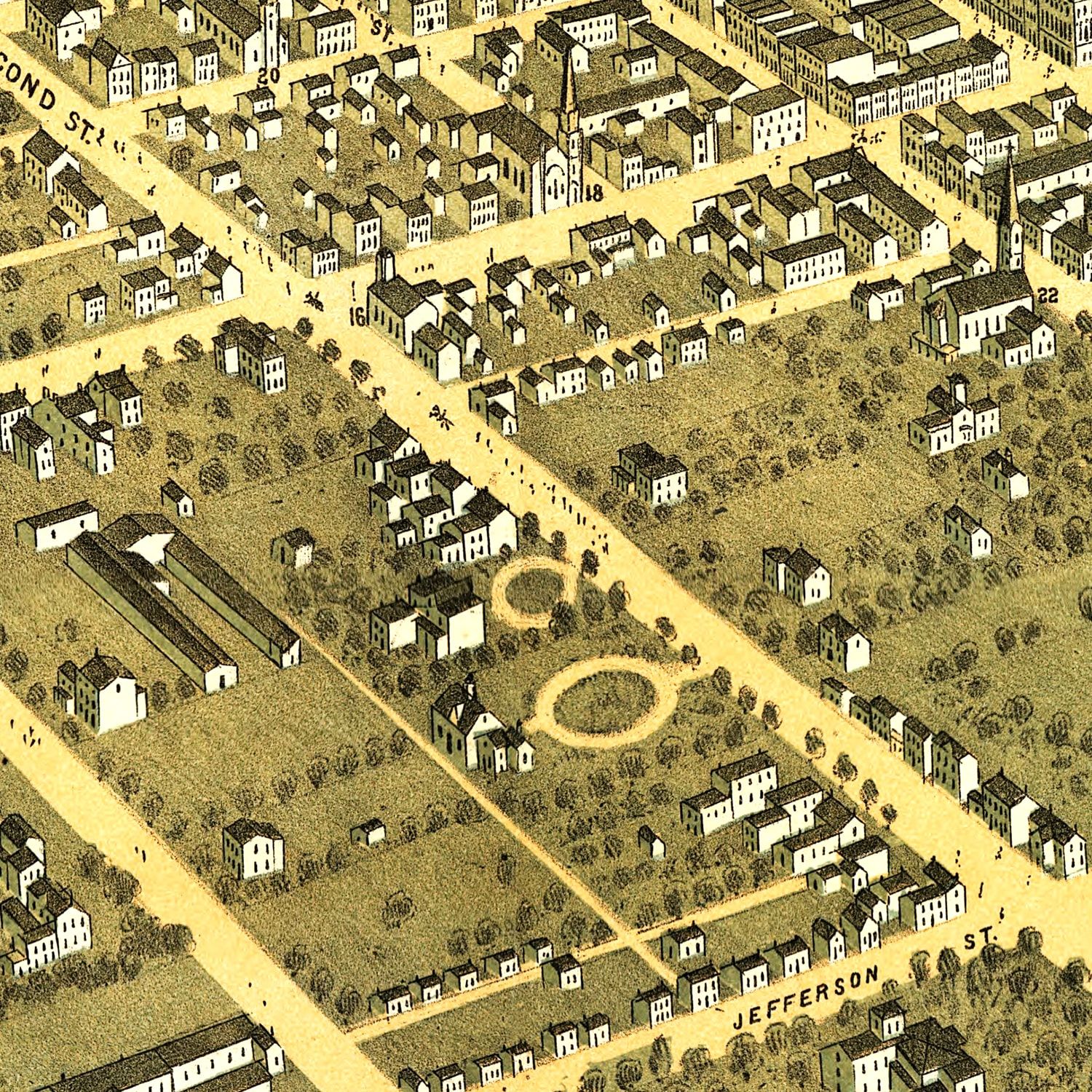 Vintage Map of Lexington, Kentucky 1871