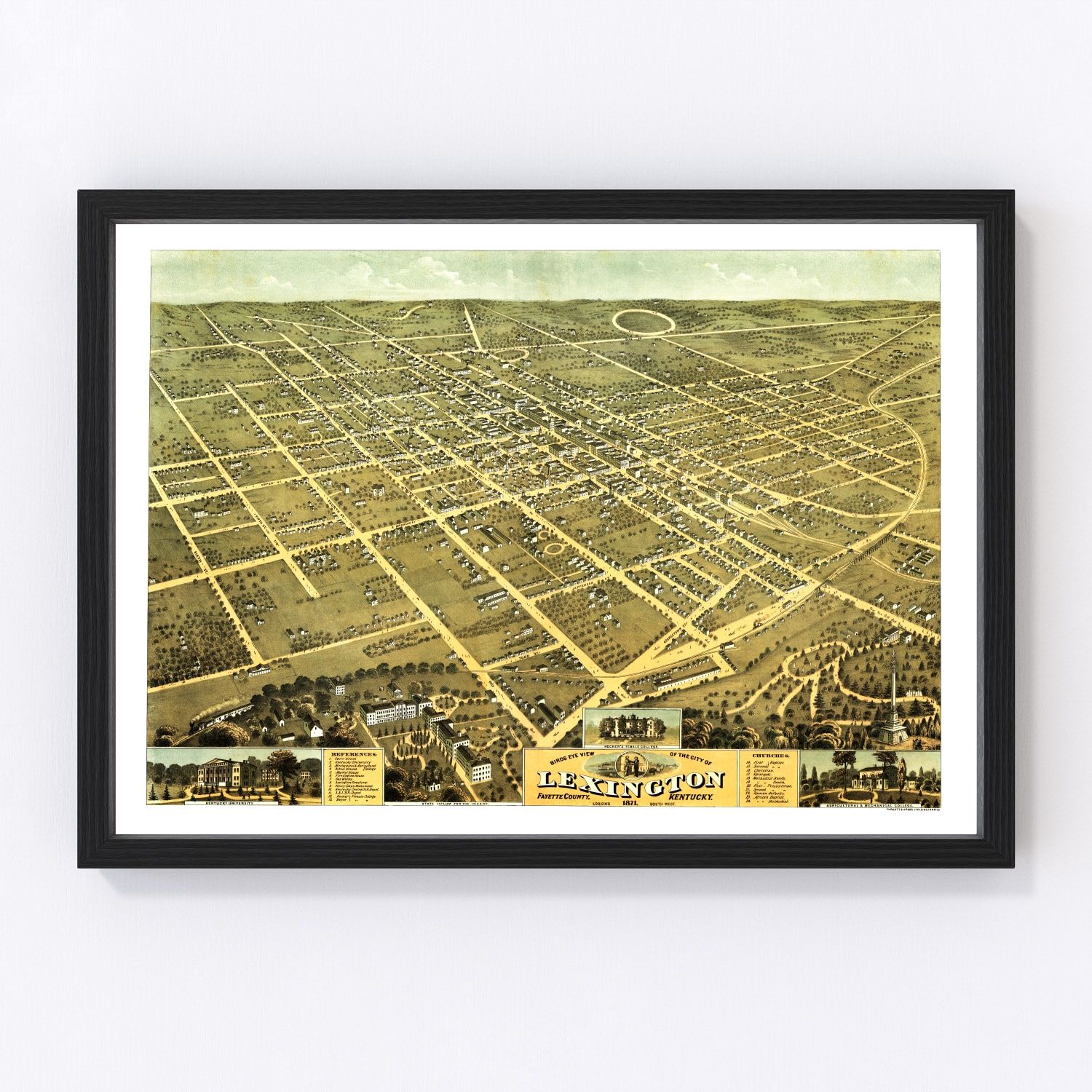 Vintage Map of Lexington, Kentucky 1871