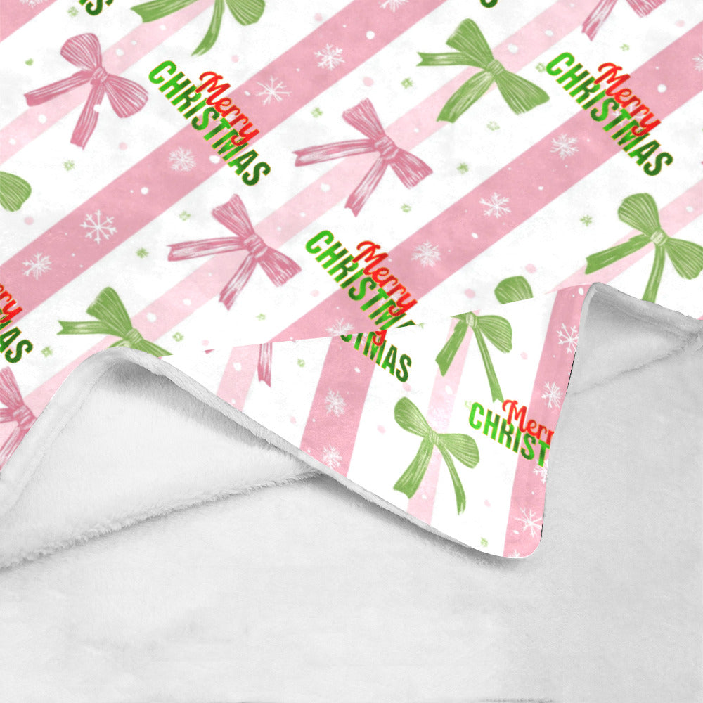 Pink Coquette Merry Christmas Ultra-Soft Micro Fleece Blanket (Made in USA)