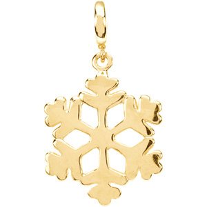 14K Yellow Gold Snowflake Charm/Pendant