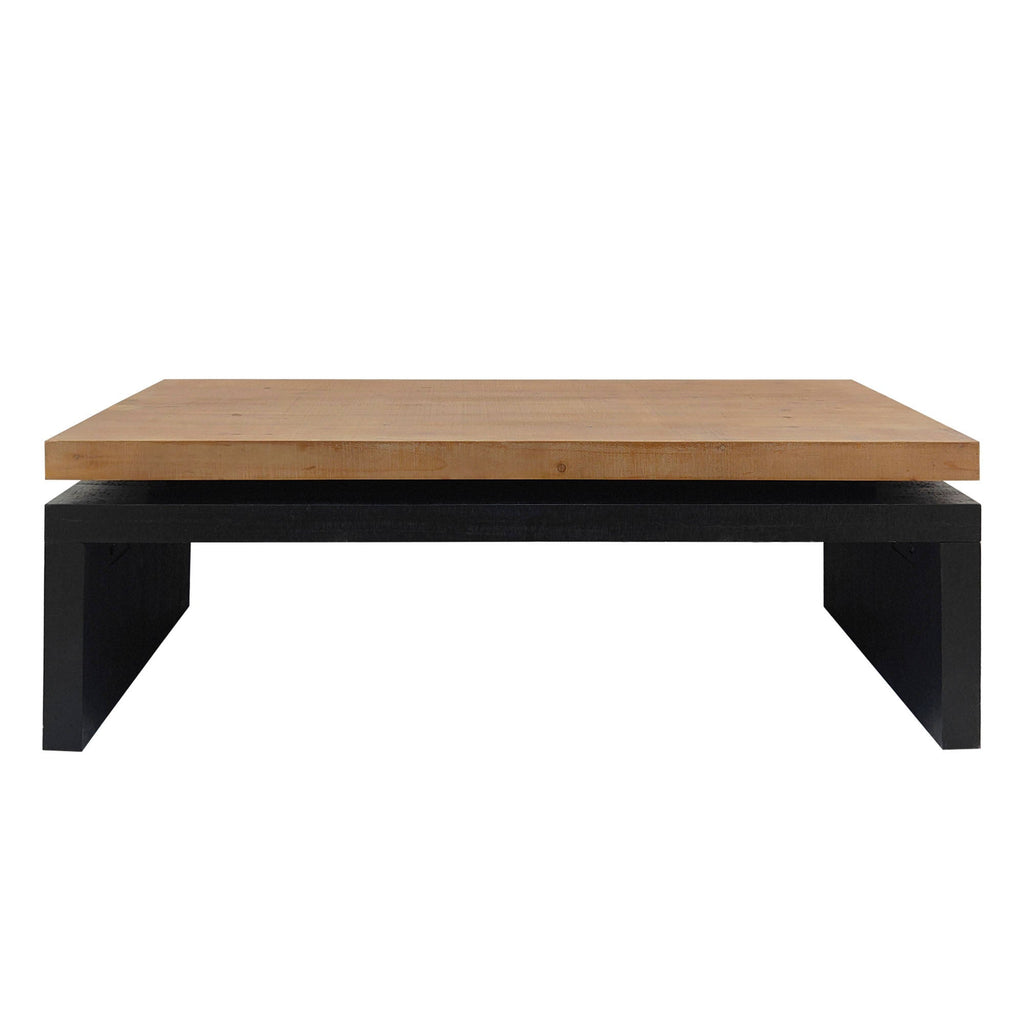 Modern Industrial Coffee Table – Two-Tone Wood Center Table with Floating Top Design 47.6' L * 23.6' W * 16.3' H