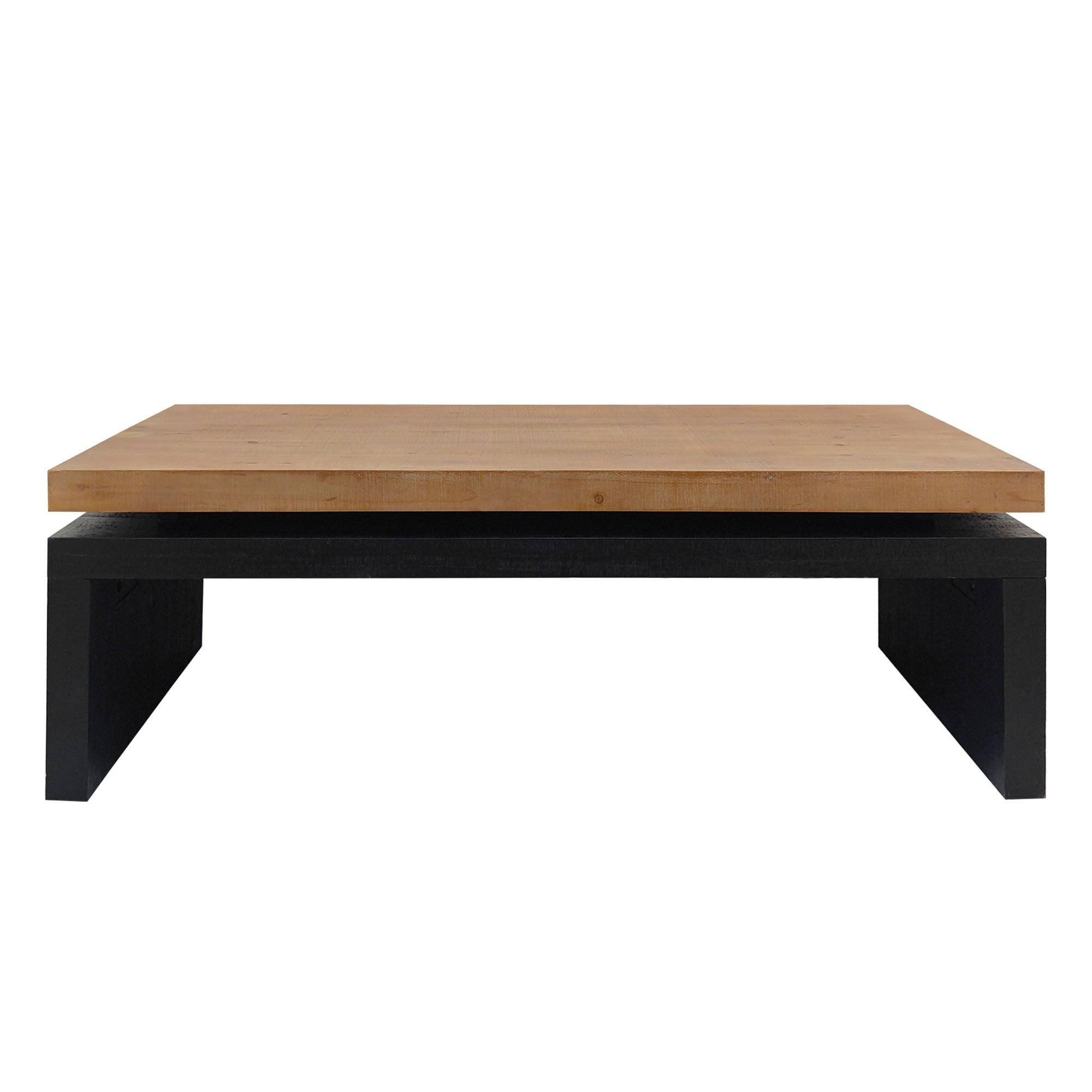 Modern Industrial Coffee Table – Two-Tone Wood Center Table with Floating Top Design 47.6' L * 23.6' W * 16.3' H