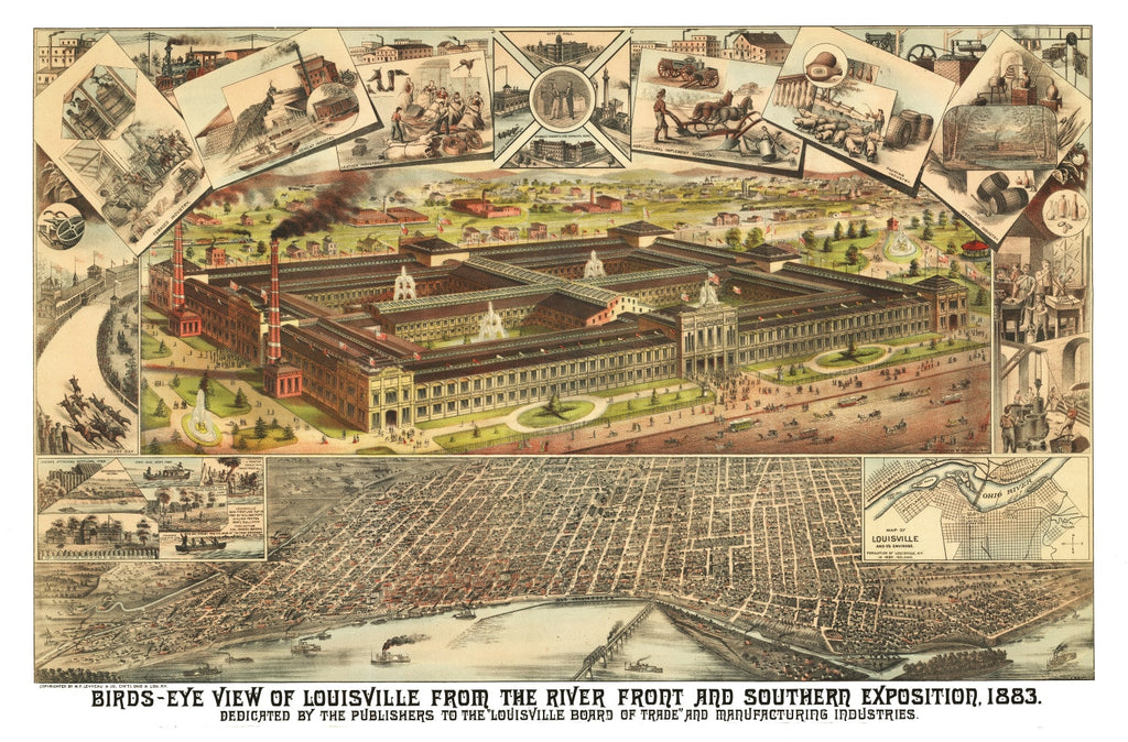 Vintage Map of Louisville, Kentucky 1883