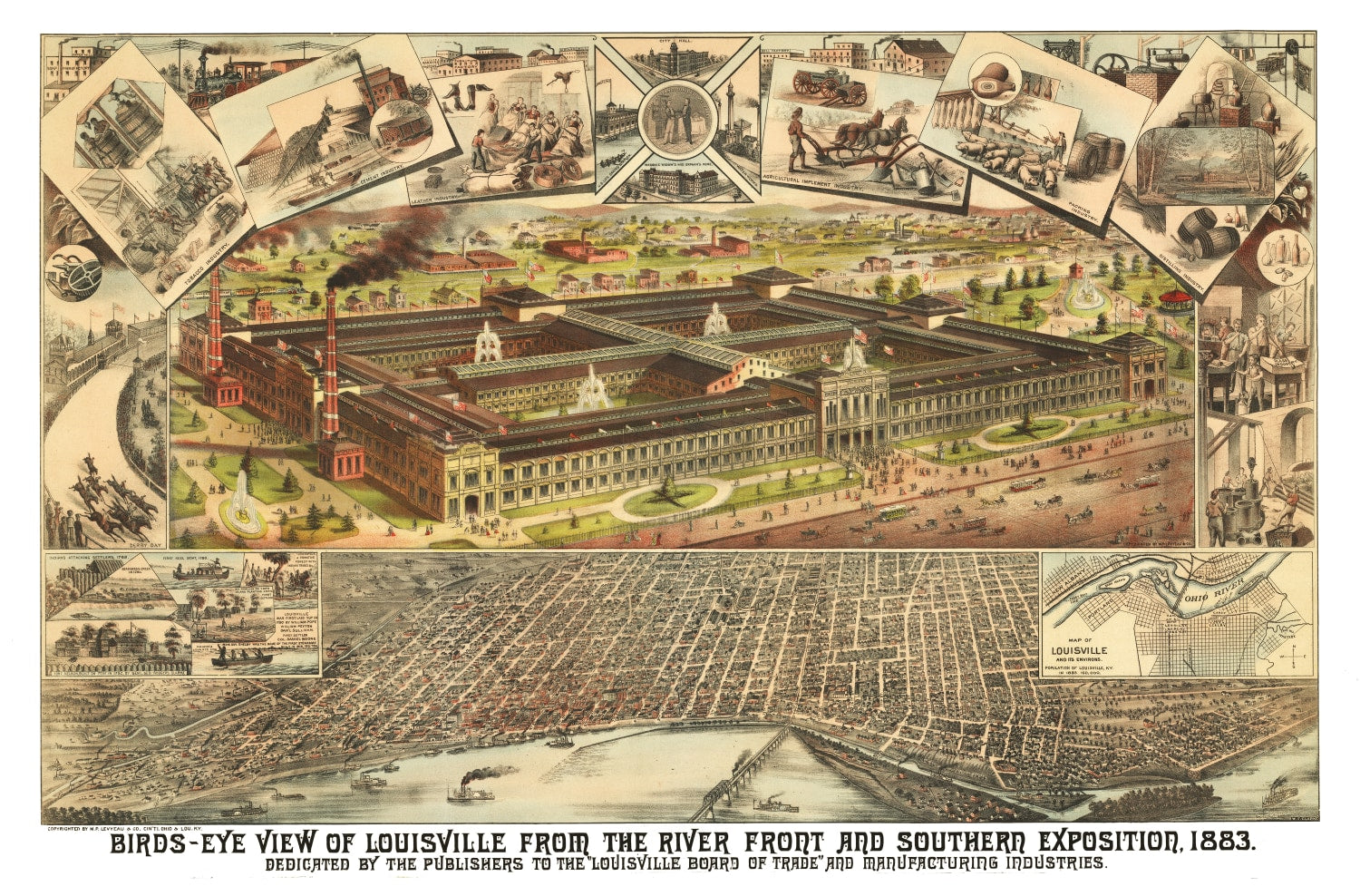 Vintage Map of Louisville, Kentucky 1883